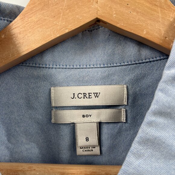 J. Crew chambray color block blue "boy" button front classic preppy shirt top 8 - Picture 3 of 8